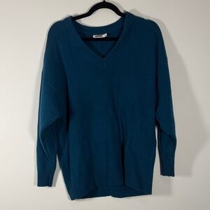 NWOT Unsubscribed 100% Cashmere Teal V-Neck Sweater